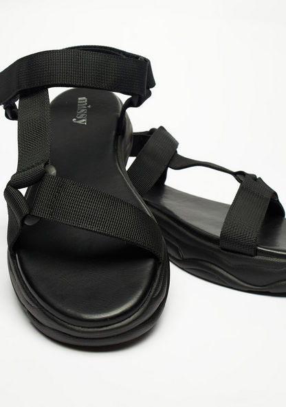 Missy Textured Back Strap Sandals with Hook and Loop Closure-Women%27s Flat Sandals-image-5