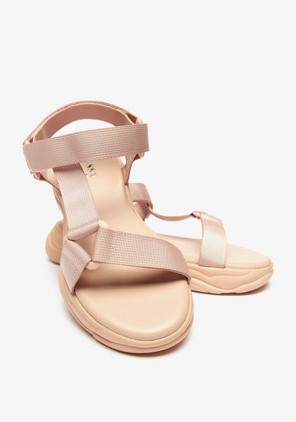 Missy Textured Back Strap Sandals with Hook and Loop Closure-Women%27s Flat Sandals-image-5