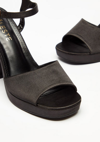 Celeste Women's Solid Sandals with Block Heels and Buckle Closure
