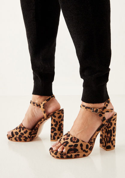 Celeste Women's Animal Print Sandals with Block Heels and Buckle Closure