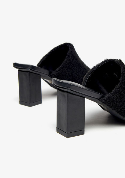 Haadana Fur Detailed Slip-On Sandals with Block Heels-Women%27s Heel Sandals-image-3