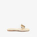 Haadana Metallic Chain Accented Slip-On Slide Sandals-Women%27s Flat Sandals-thumbnail-1