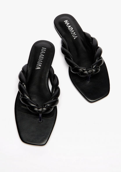 Haadana Textured Slip-On Thong Sandals-Women%27s Flat Sandals-image-2