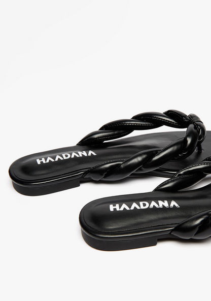 Haadana Textured Slip-On Thong Sandals-Women%27s Flat Sandals-image-5