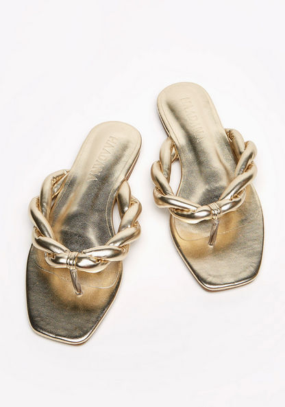 Haadana Textured Slip-On Thong Sandals-Women%27s Flat Sandals-image-2