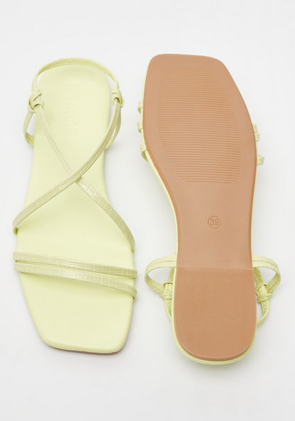 Haadana Textured Slip-On Strap Sandals-Women%27s Flat Sandals-image-4