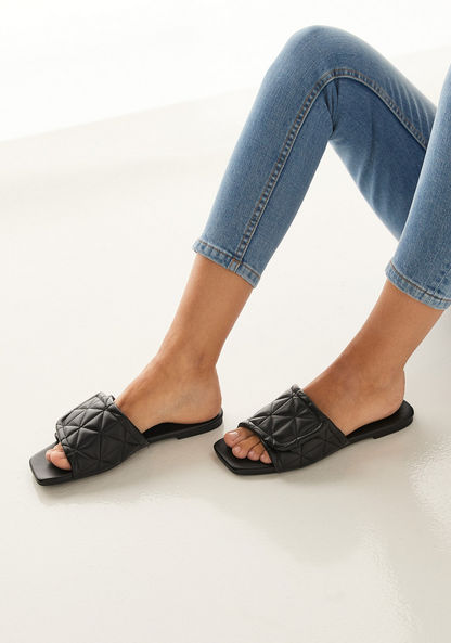 Haadana Quilted Slide Sandals-Women%27s Flat Sandals-image-0