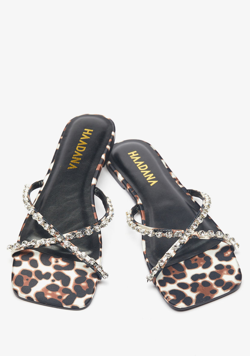 Haadana Embellished Cross Strap Slide Sandals-Women%27s Flat Sandals-image-1