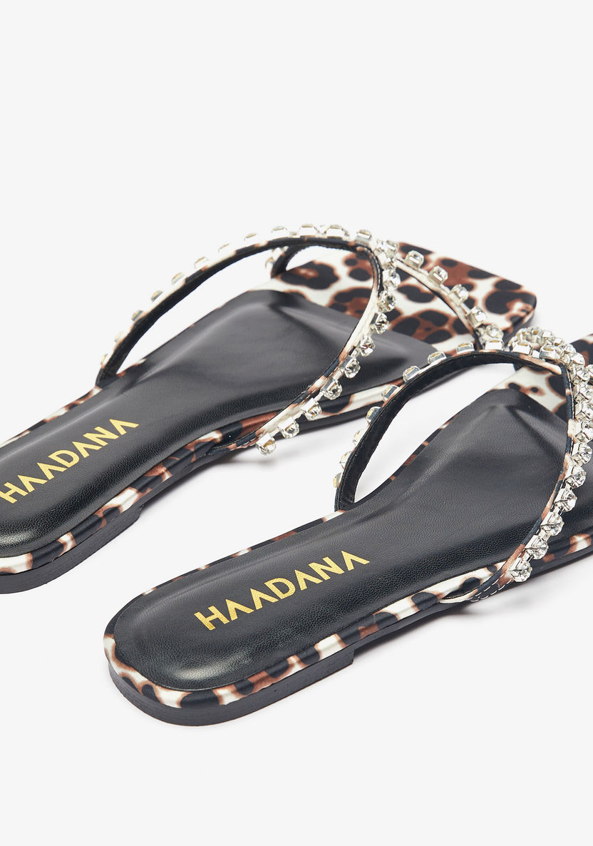 Haadana Embellished Cross Strap Slide Sandals-Women%27s Flat Sandals-image-2