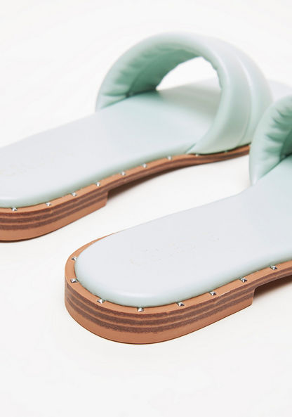 Celeste Women's Solid Slip-On Slide Sandals with Stud Detail-Women%27s Flat Sandals-image-2