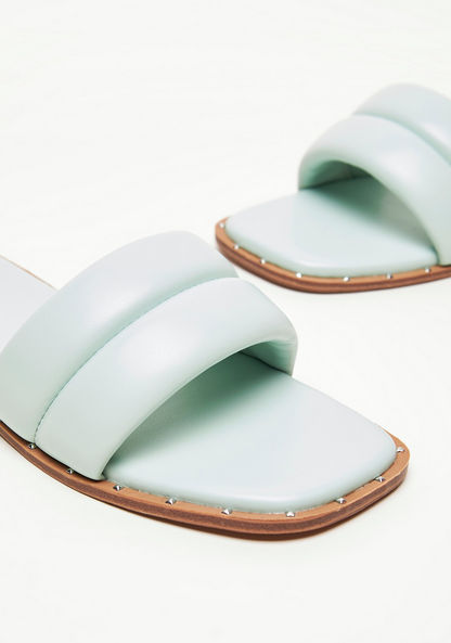 Celeste Women's Solid Slip-On Slide Sandals with Stud Detail-Women%27s Flat Sandals-image-3