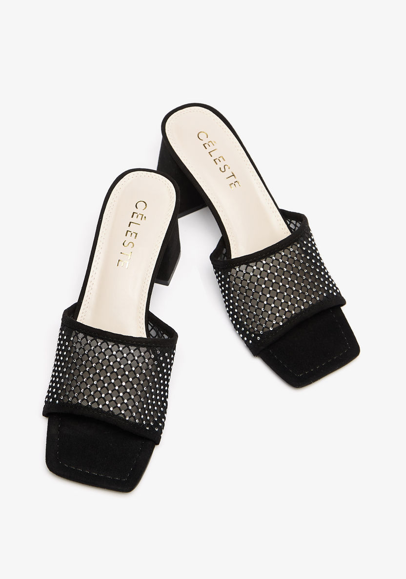 Celeste Women's Embellished Slip-On Block Heels Sandals-Women%27s Heel Sandals-image-2