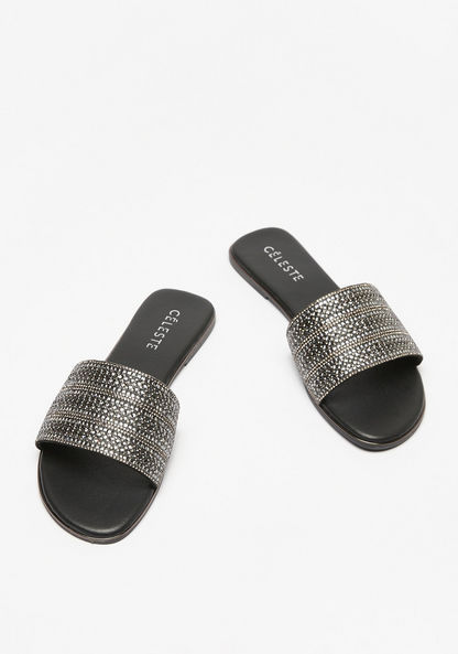 Celeste Women's Embellished Slip-On Slide Sandals-Women%27s Flat Sandals-image-1