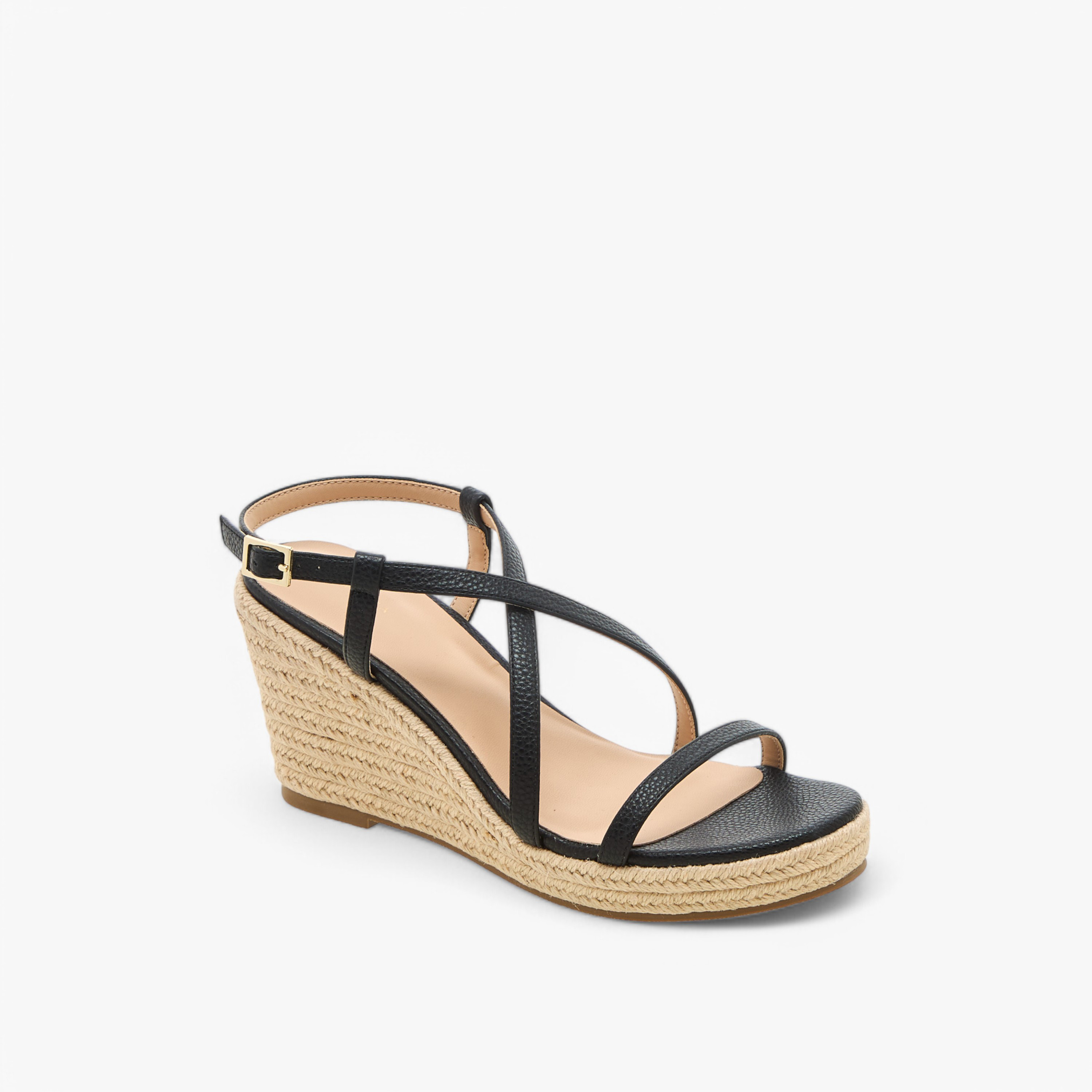 صندل بأحزمة متقاطعة بارزة الملمس وبكعب ويدج وإبزيم إغلاق من فلورا بيلا-women-shoes-sandals-heeled-image-2