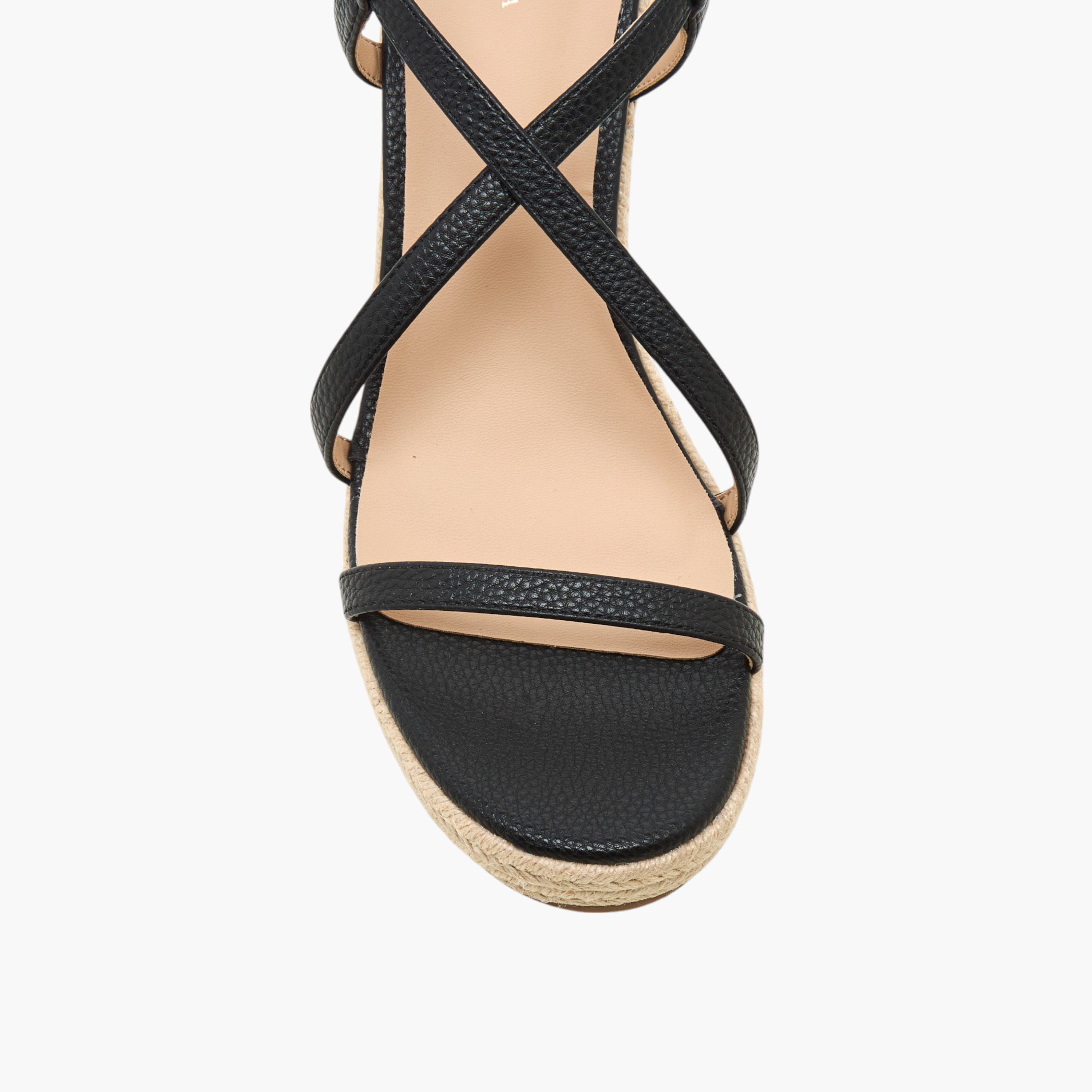 صندل بأحزمة متقاطعة بارزة الملمس وبكعب ويدج وإبزيم إغلاق من فلورا بيلا-women-shoes-sandals-heeled-image-4