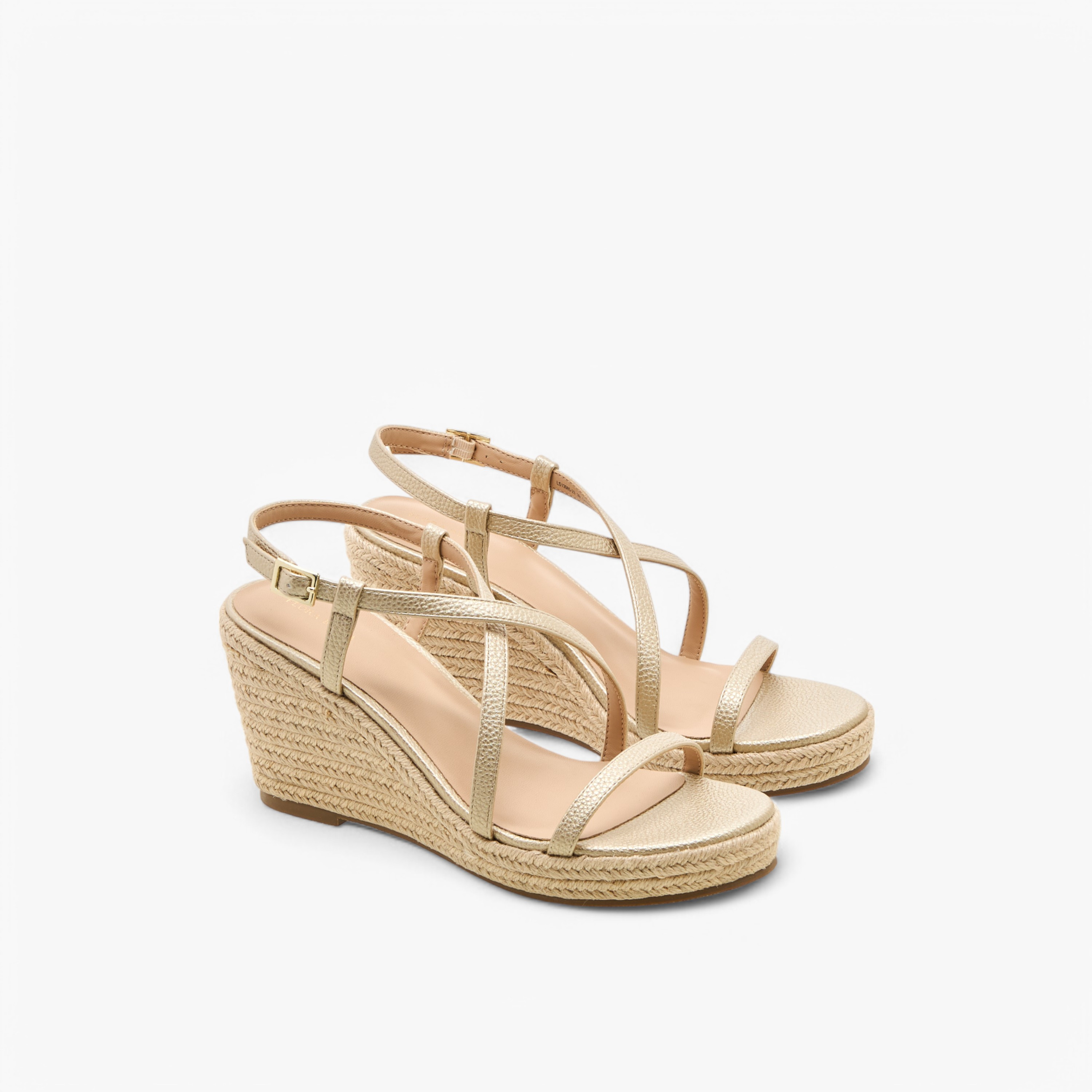 Flora Bella Textured Cross Strap Wedge Heel Sandals with Buckle Closure-women-shoes-sandals-heeled-image-1