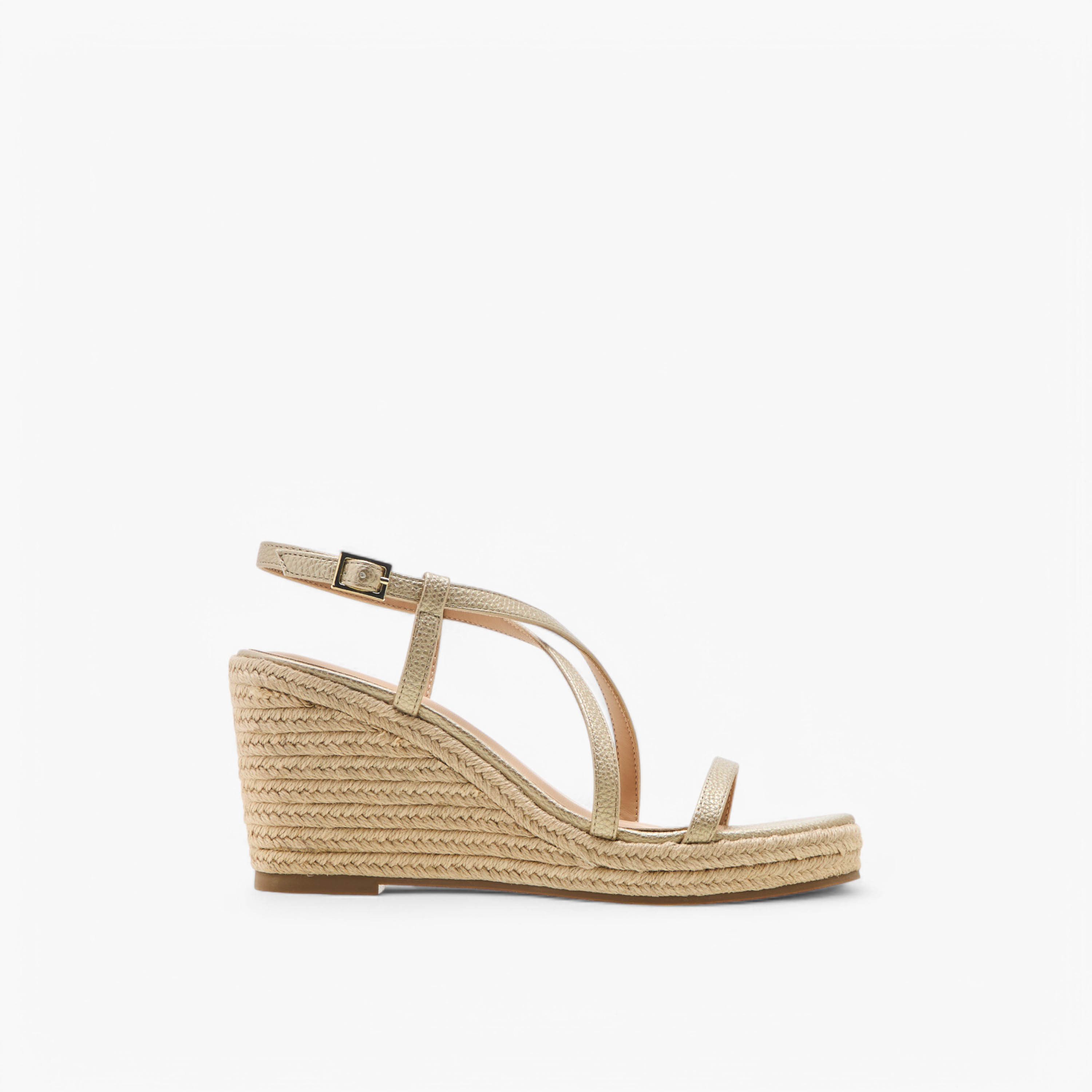 Flora Bella Textured Cross Strap Wedge Heel Sandals with Buckle Closure-women-shoes-sandals-heeled-image-3