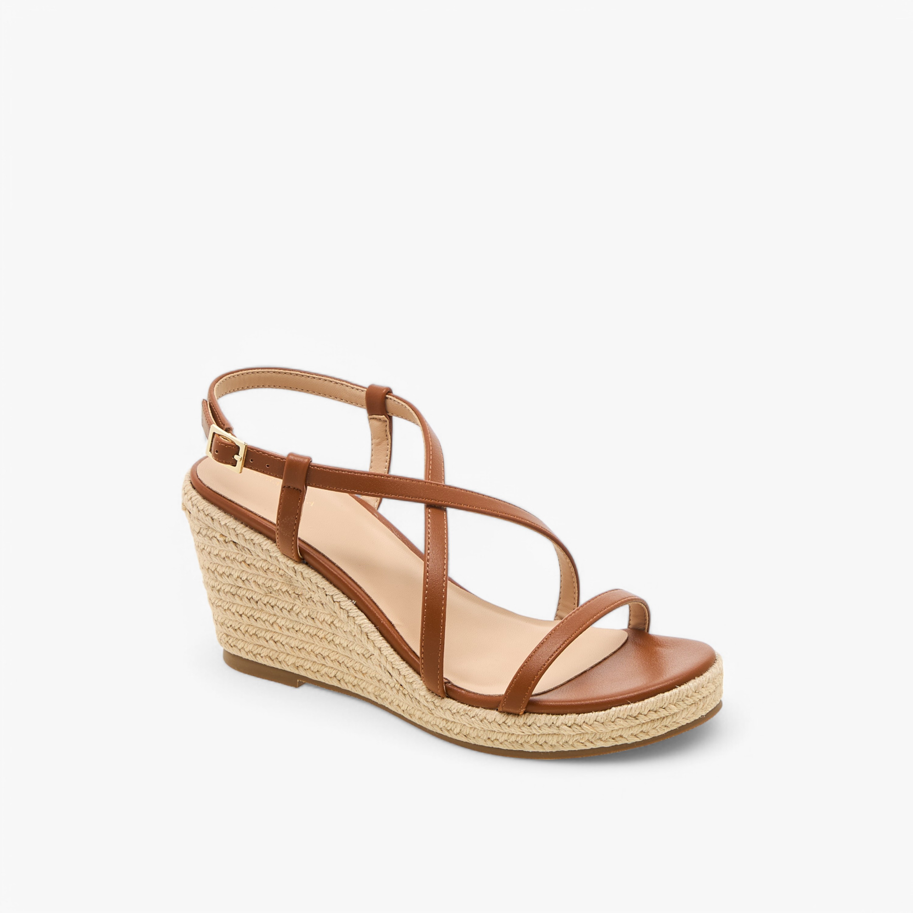 صندل بأحزمة متقاطعة بارزة الملمس وبكعب ويدج وإبزيم إغلاق من فلورا بيلا-women-shoes-sandals-heeled-image-2