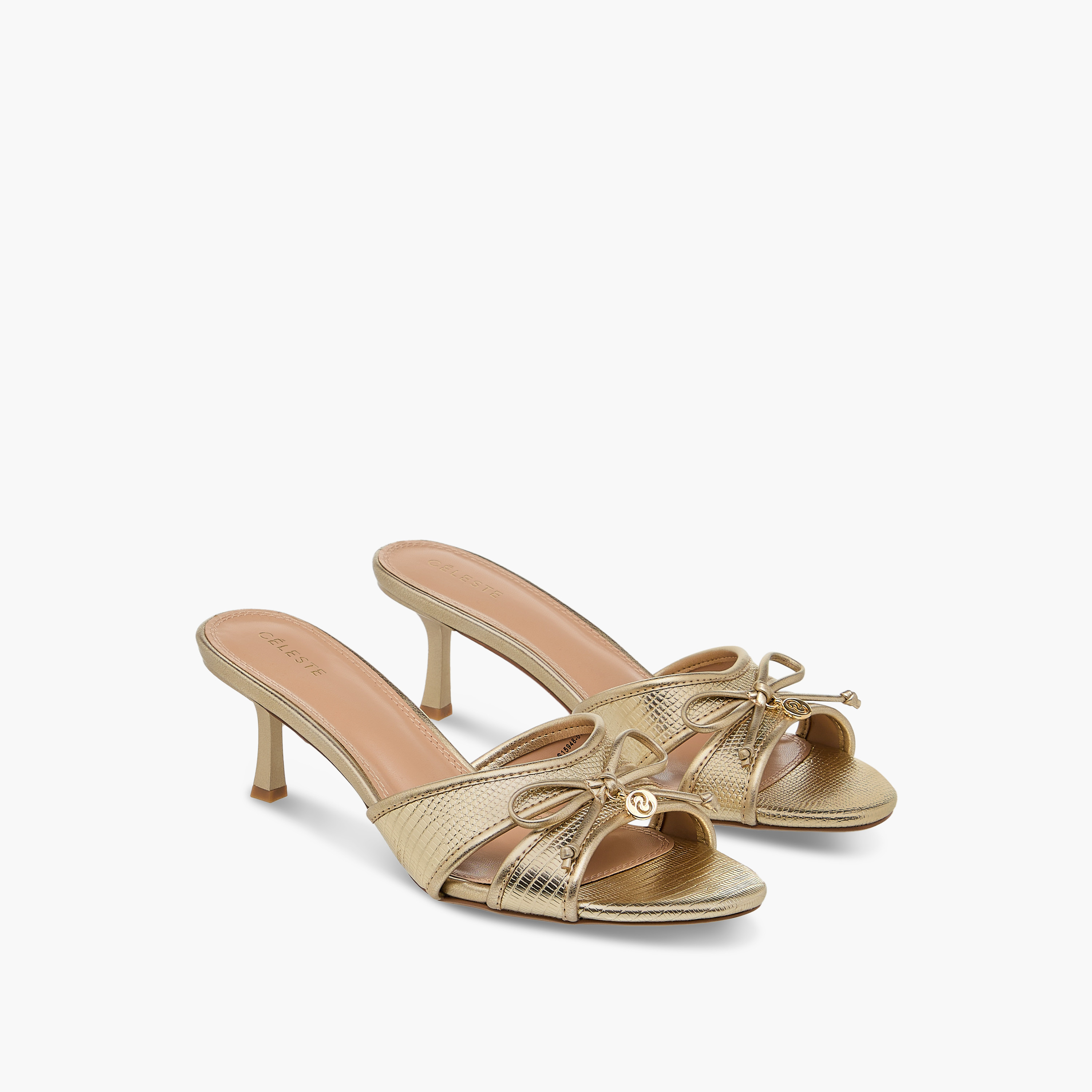 Celeste Women's Bow Detail Slip-On Sandals with Flared Heels-women-shoes-sandals-heeled-image-1
