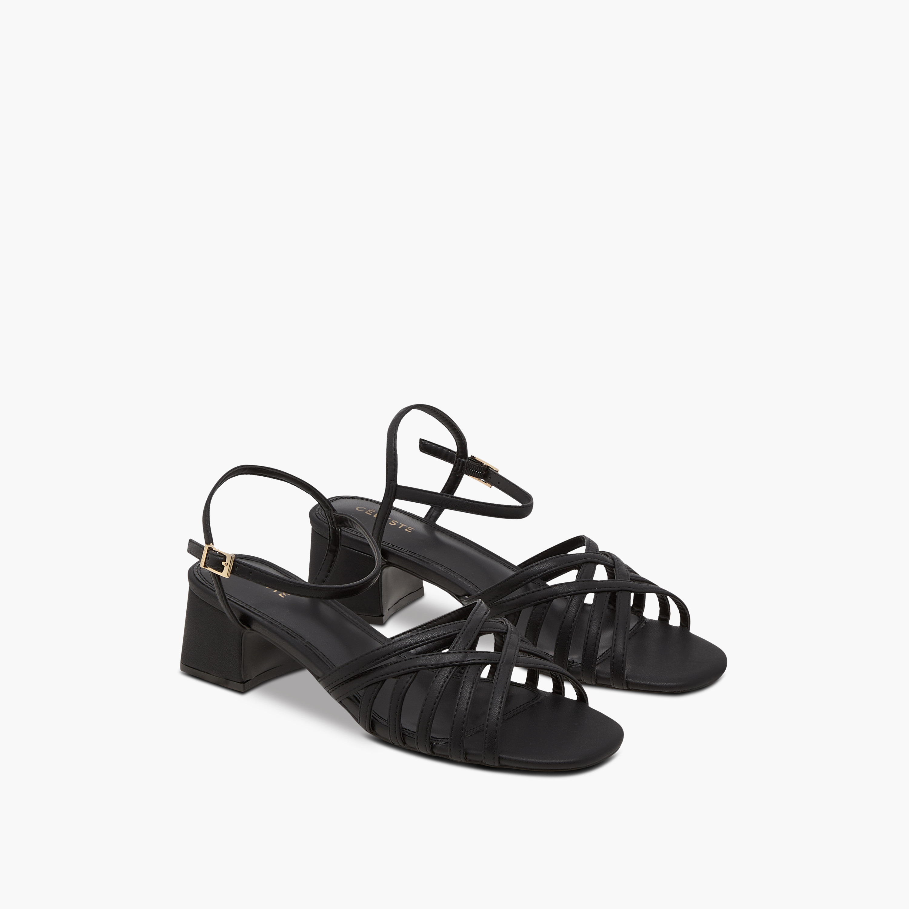 Celeste Women Cross-Strap Sandals with Pin Buckle Closure and Block Heels-women-shoes-sandals-heeled-image-1