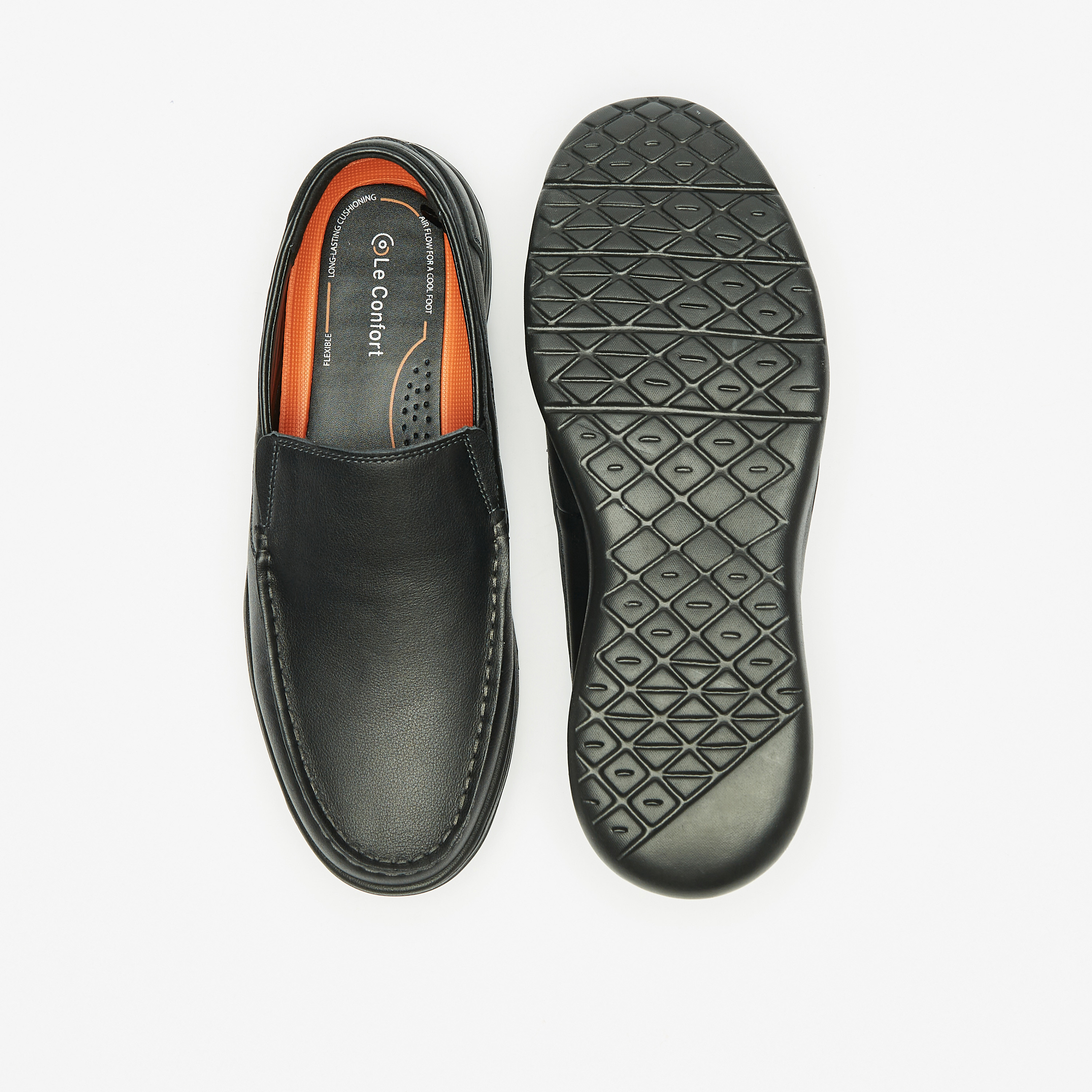 Mens black hot sale leather slip ons