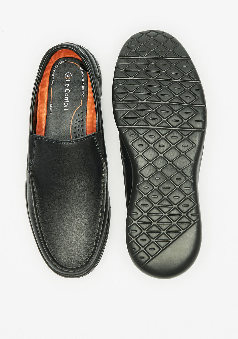 Le Confort Solid Leather Slip-On Moccasins-Moccasins-image-4
