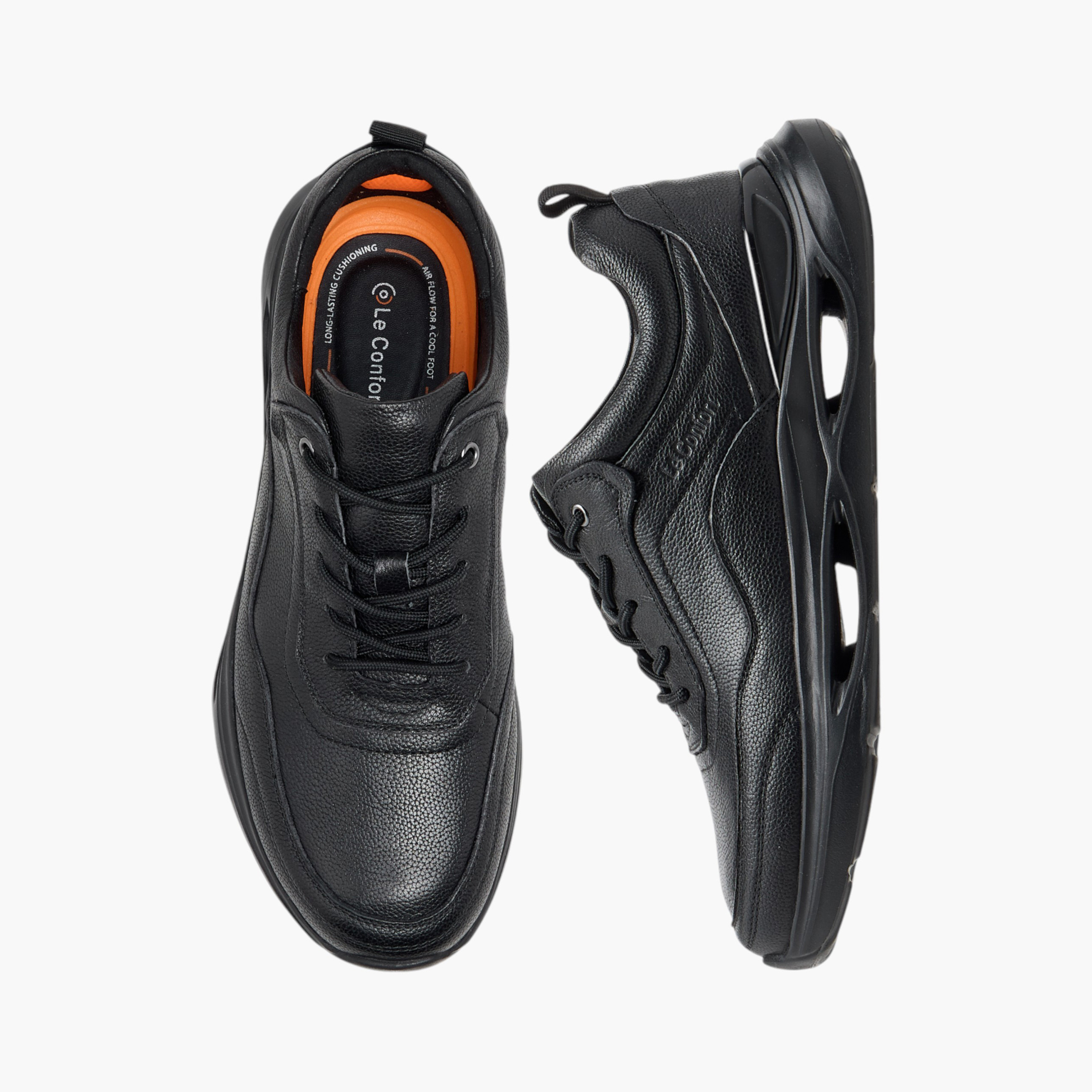 Le Confort Leather Panelled Lace-Up Sneakers-men-shoes-sneakers-image-1