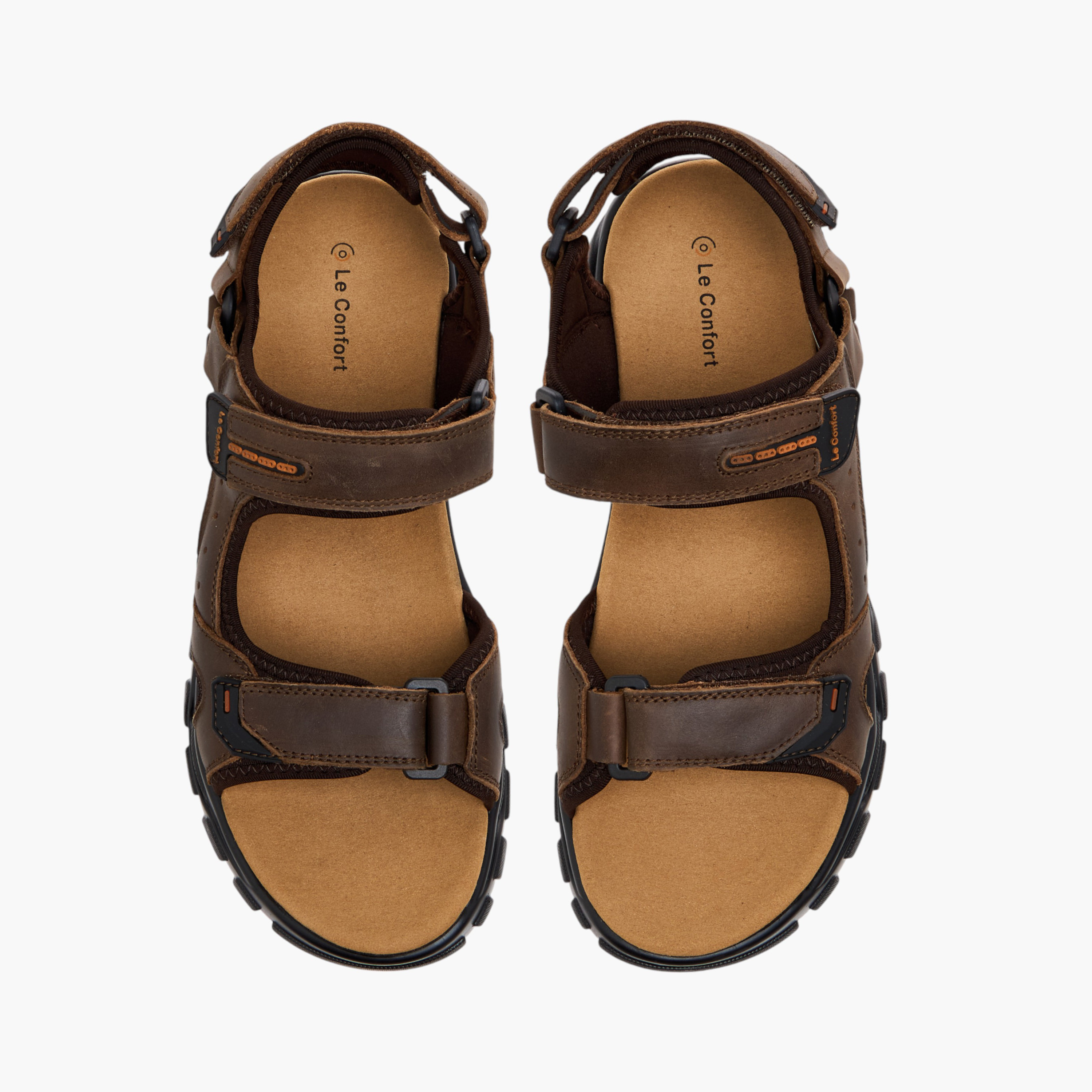 صندل متعدد الأحزمة مريح بشريط إغلاق لاصق وتفاصيل غرز من لو كونفورت-men-shoes-sandals-image-1