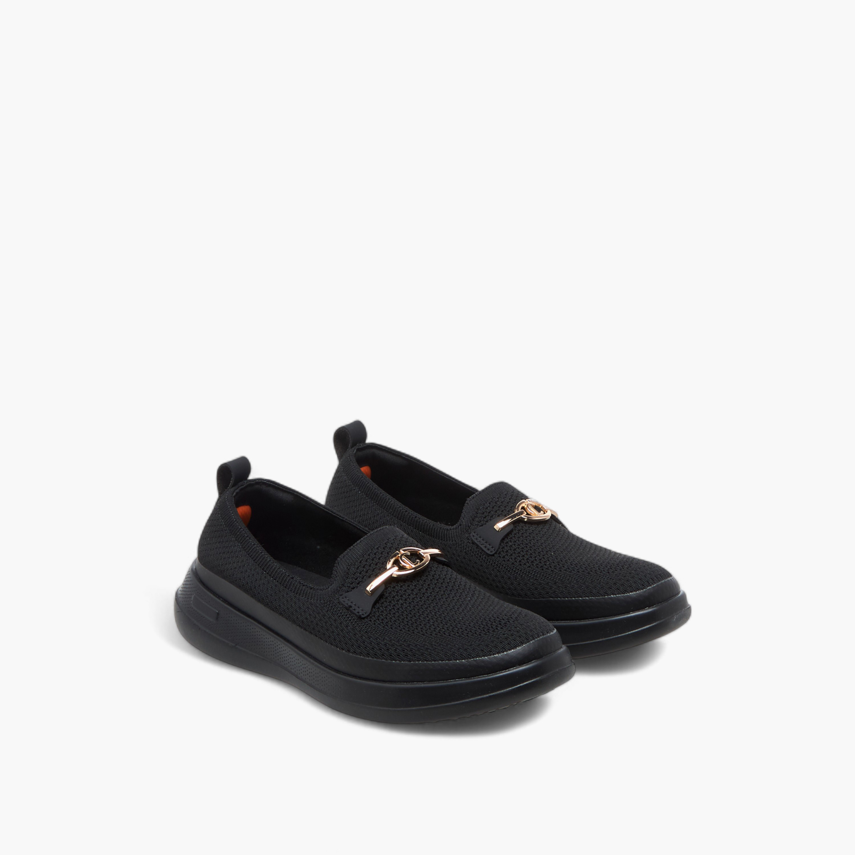 Le Confort Metal Accent Flyknit Slip-On Loafers with Pull Tabs-women-shoes-loafersandmoccasins-image-1