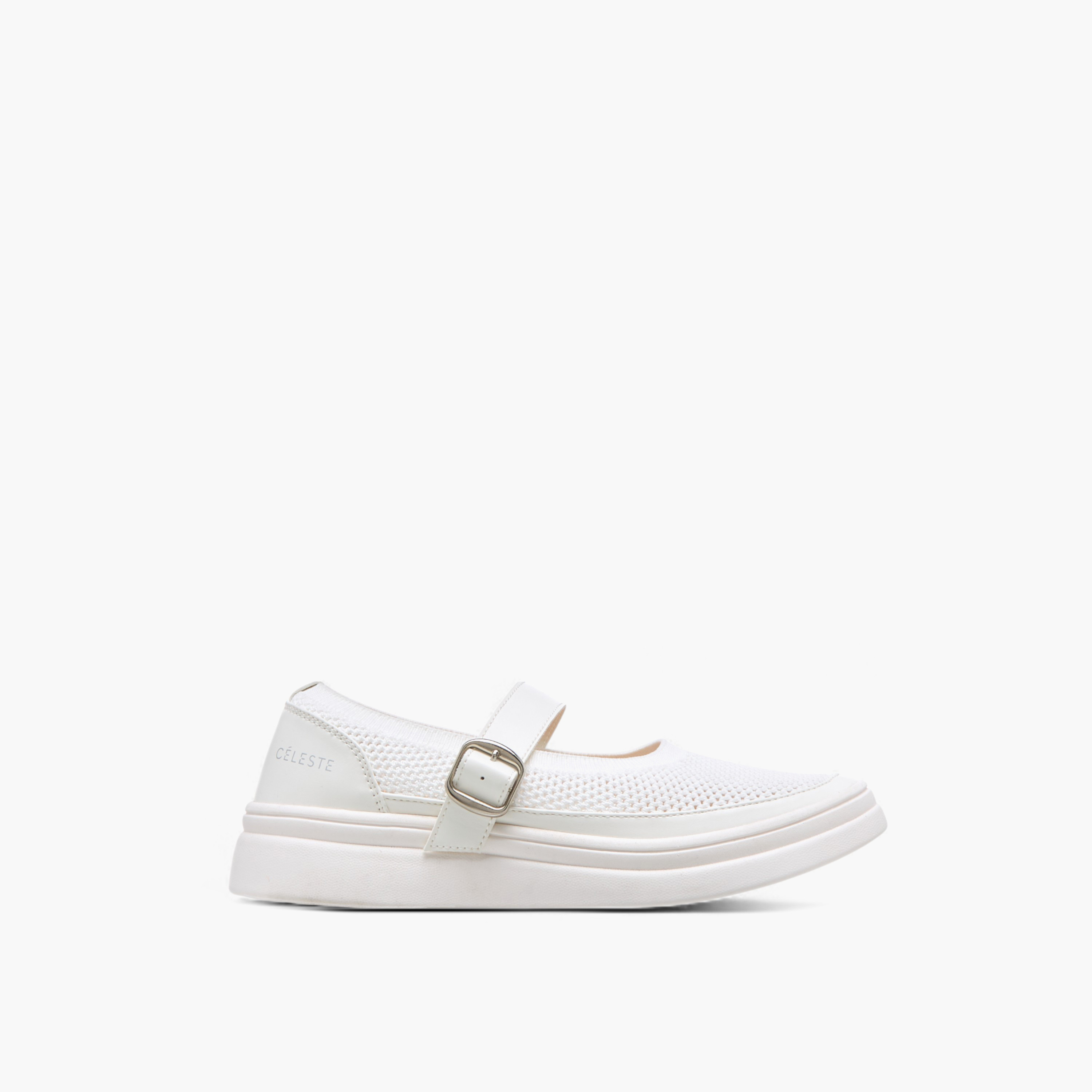 Celeste Women's Textured Sneakers with Buckle Closure - LS24040569-women-shoes-sneakers-image-3