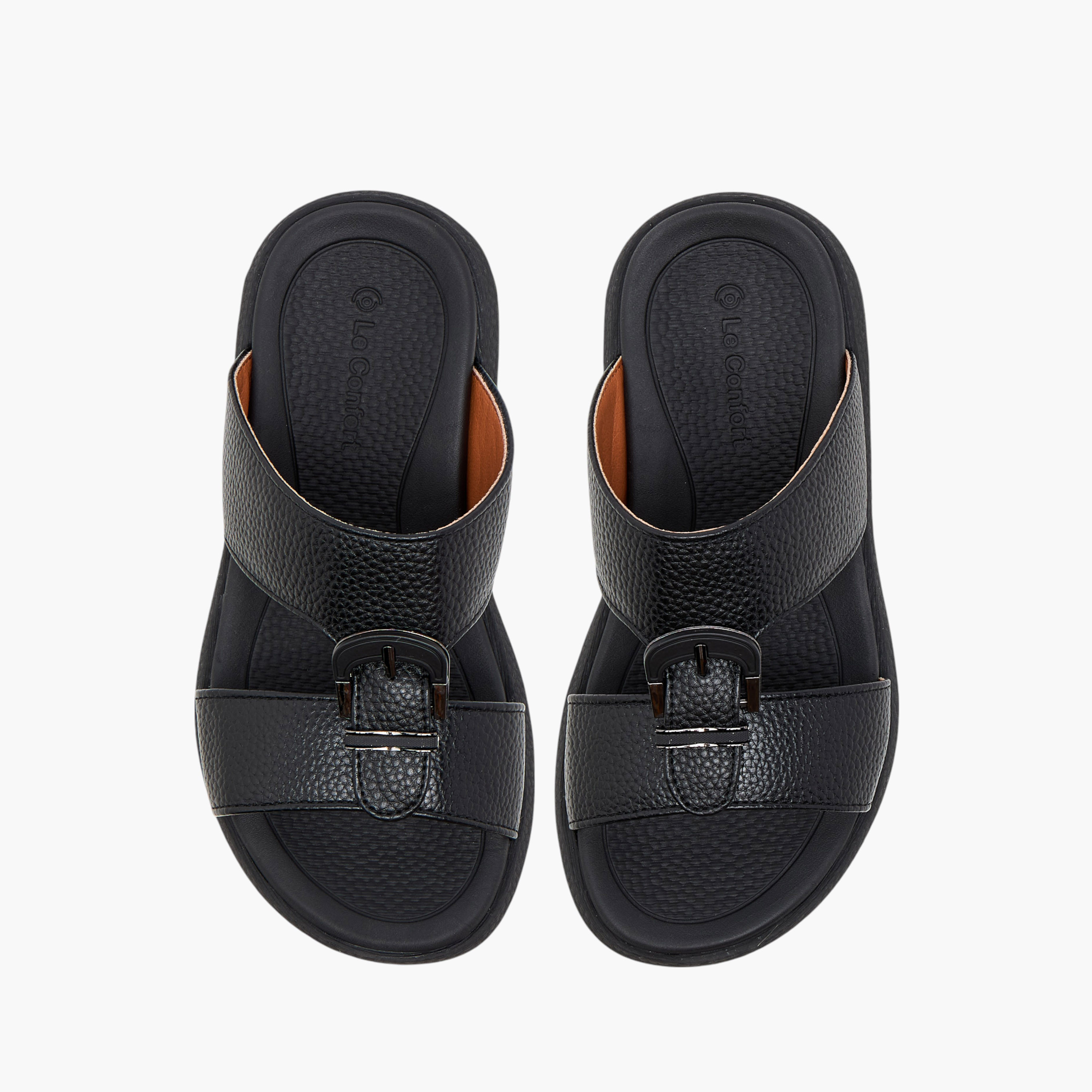 Le Confort Textured Arabic Comfort Sandals with Buckle Detail-boys-shoes-sandals-image-1