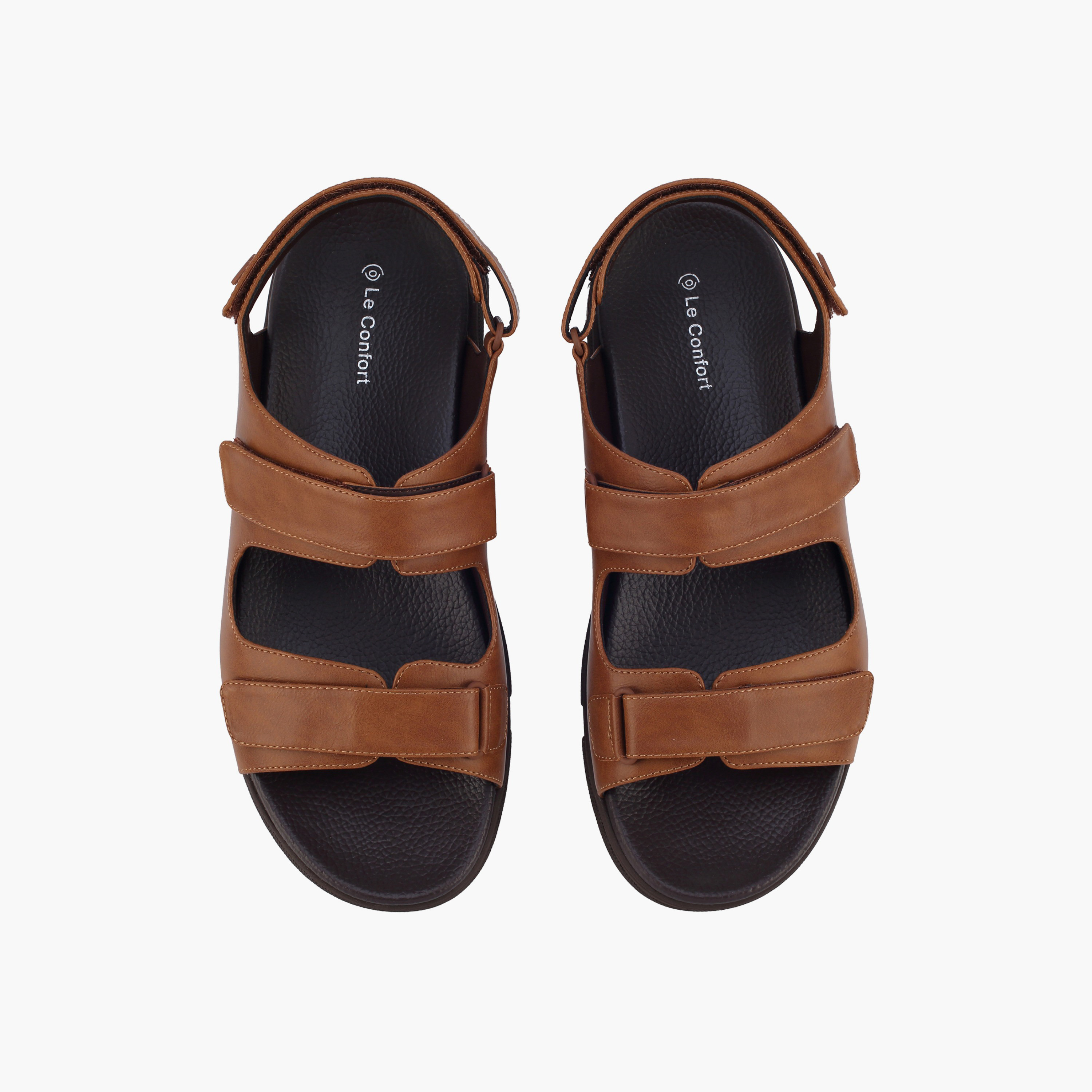 Le Confort Men Textured Hook & Loop Sandals-men-shoes-sandals-image-1