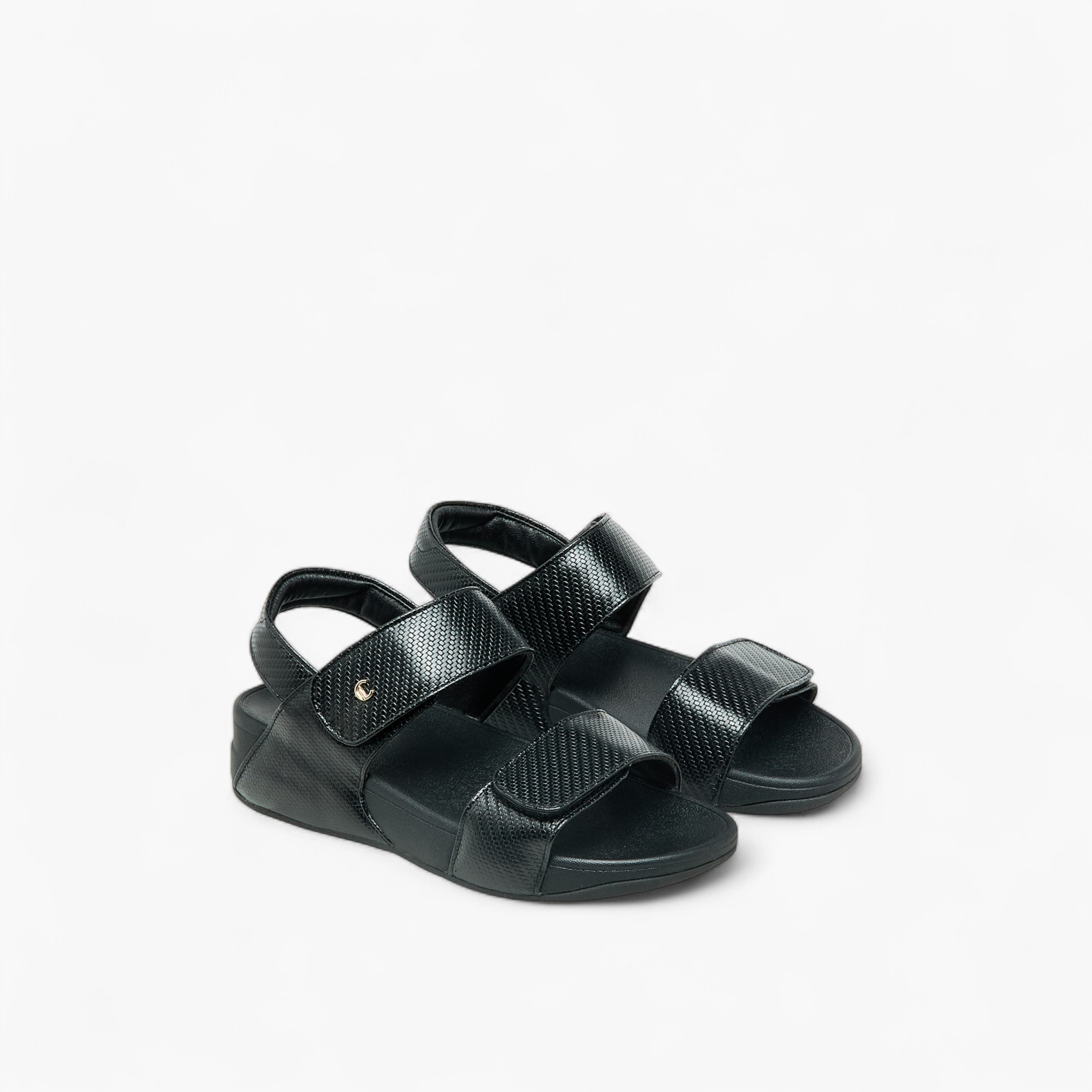 Le Confort Women Textured Hook and Loop Strap Sandals-women-shoes-sandals-heeled-image-1