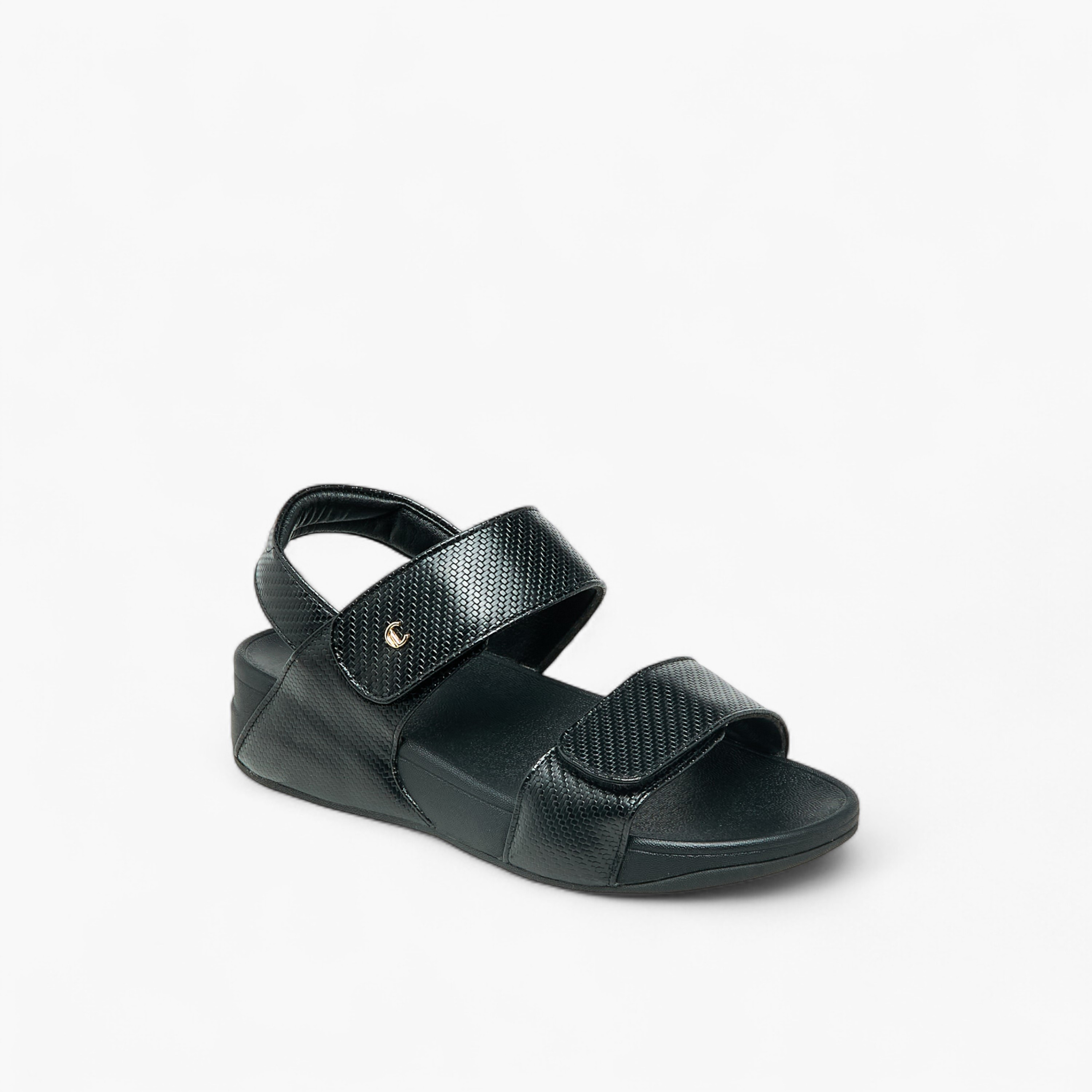 Le Confort Women Textured Hook and Loop Strap Sandals-women-shoes-sandals-heeled-image-2