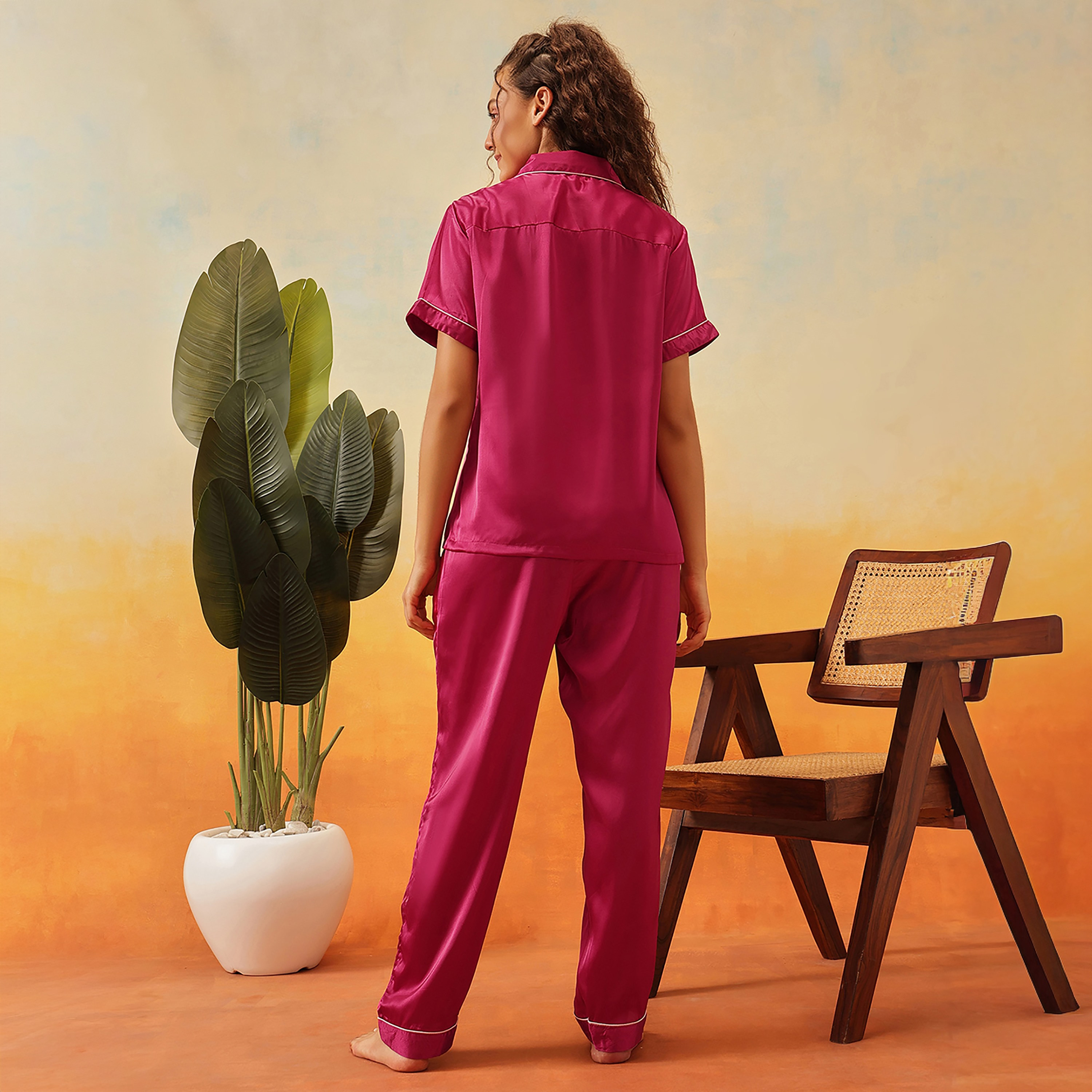 Clovia Button-Down Women's Shirt & Pyjama Set - Satin-women-clothing-nightwear-pyjamas-longsets-image-4