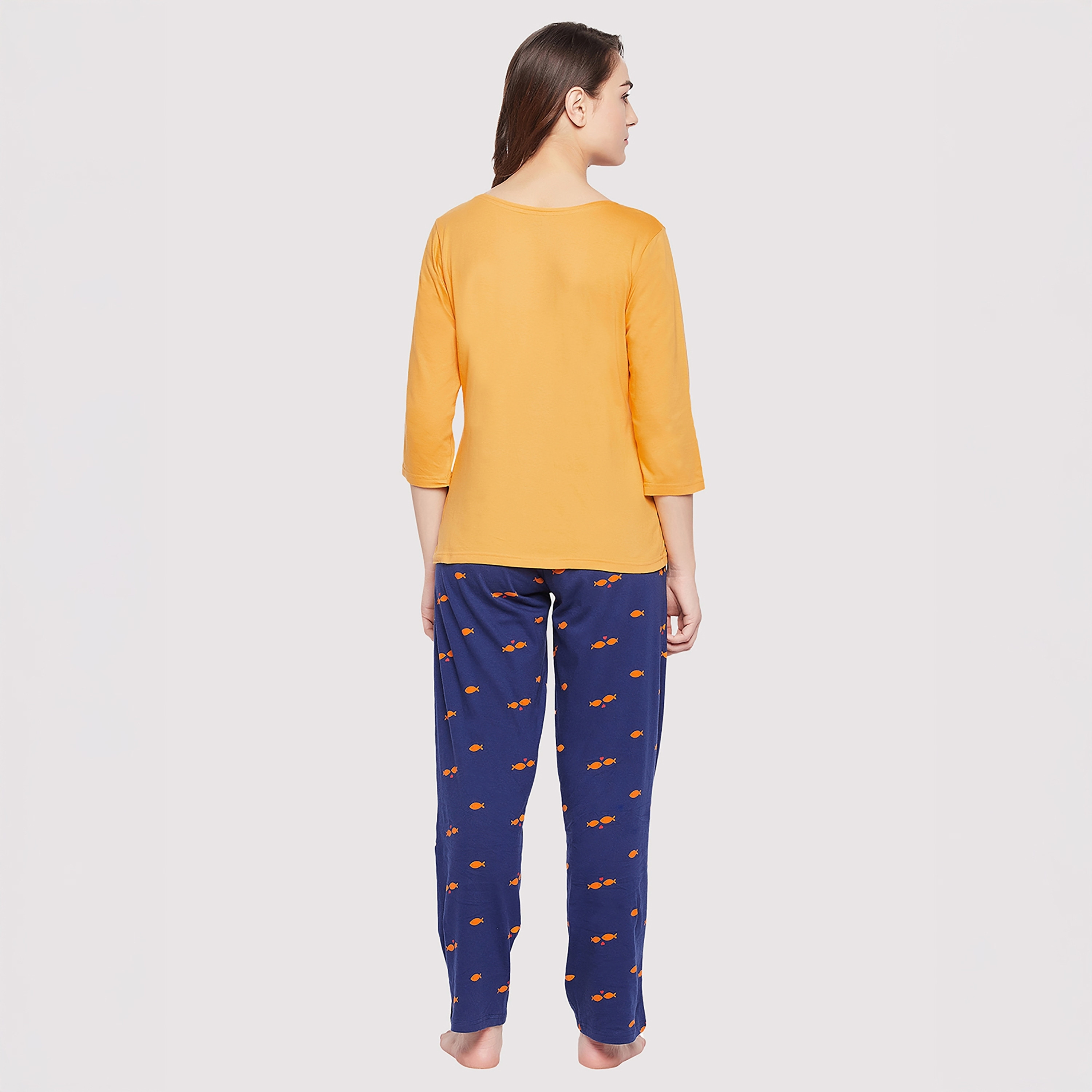 Clovia Fish Printed Women's Top & Pyjama - 100% Cotton-women-clothing-nightwear-pyjamas-longsets-image-5