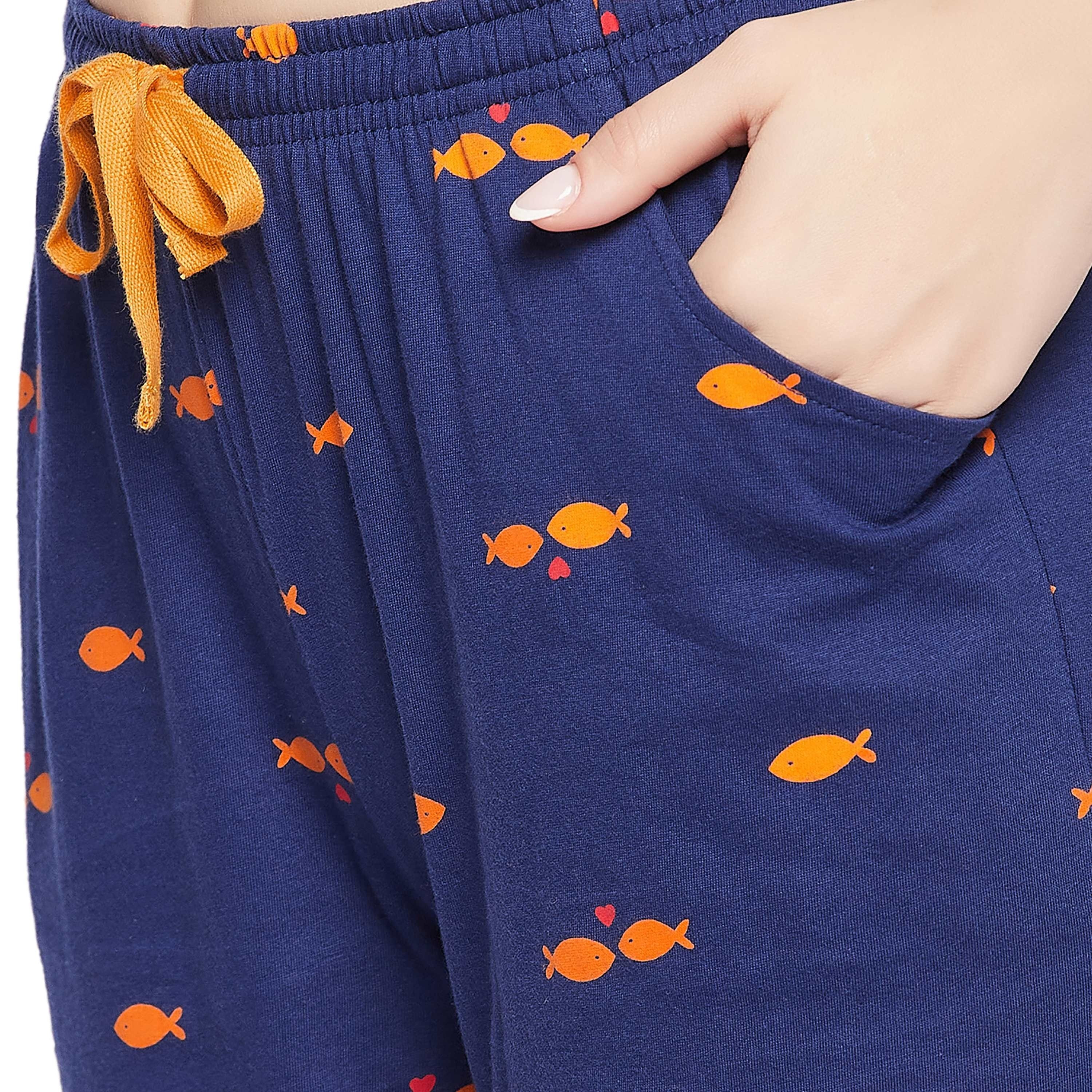 Clovia Fish Printed Women's Top & Pyjama - 100% Cotton-women-clothing-nightwear-pyjamas-longsets-image-6