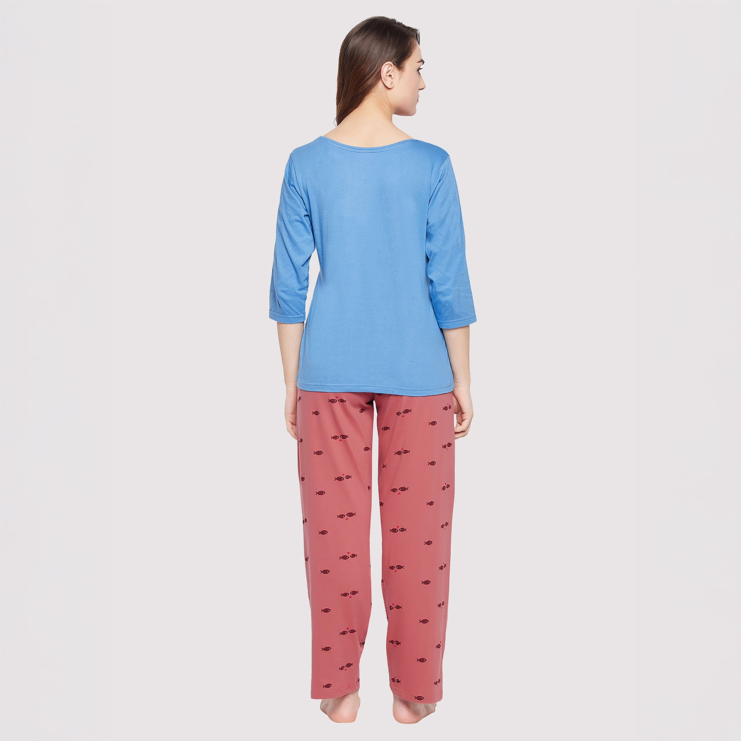 Clovia Fish Printed Women's Top & Pyjama - 100% Cotton-women-clothing-nightwear-pyjamas-longsets-image-11