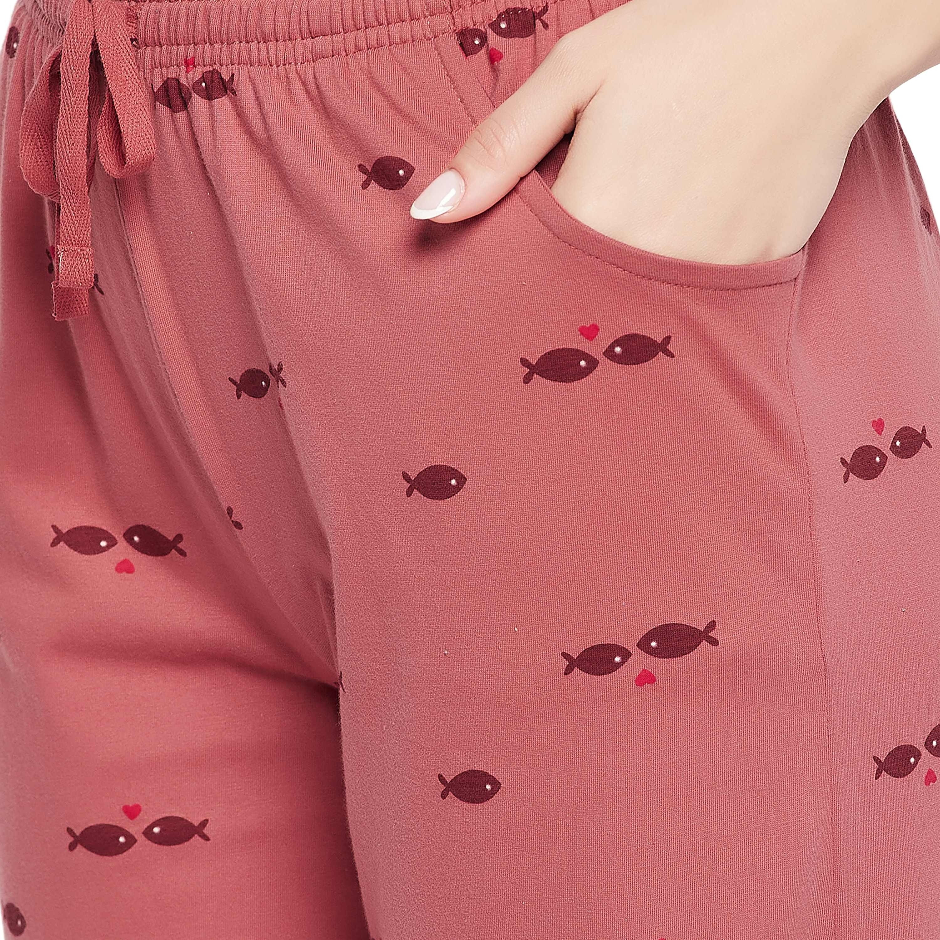 Clovia Fish Printed Women's Top & Pyjama - 100% Cotton-women-clothing-nightwear-pyjamas-longsets-image-12