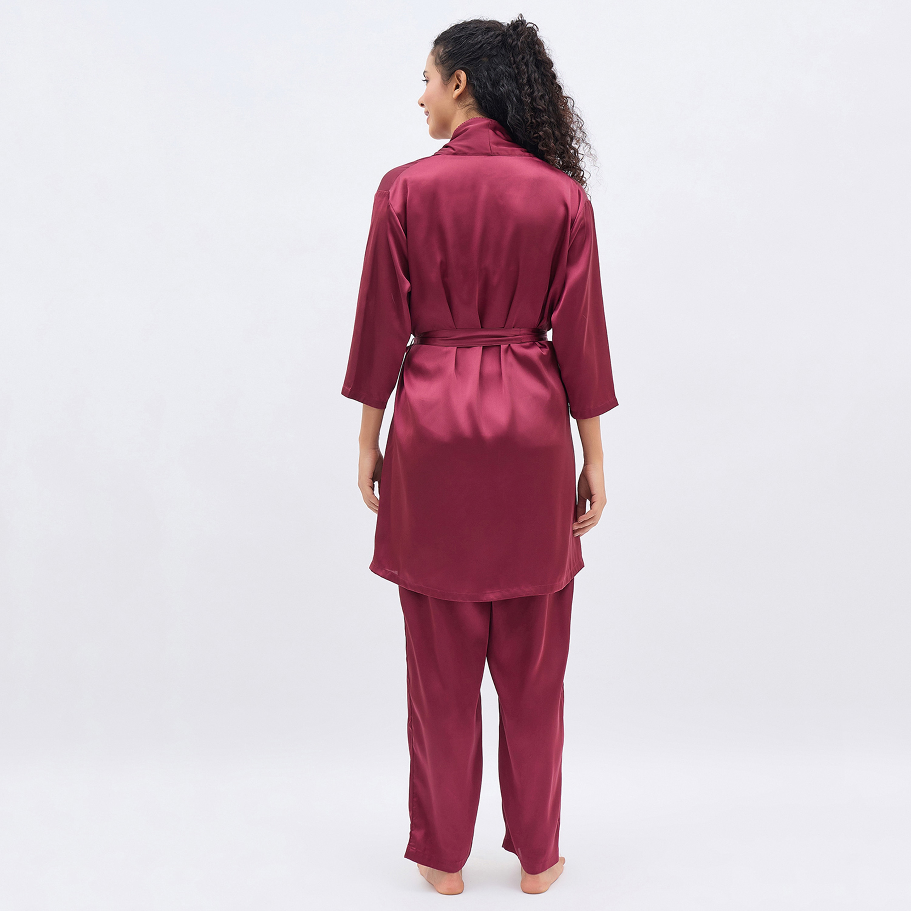 طقم نسائي 3 قطع (توب كامي، بنطلون بيجامة، وروب) من كلوفيا - ساتان-women-clothing-nightwear-pyjamas-longsets-image-5