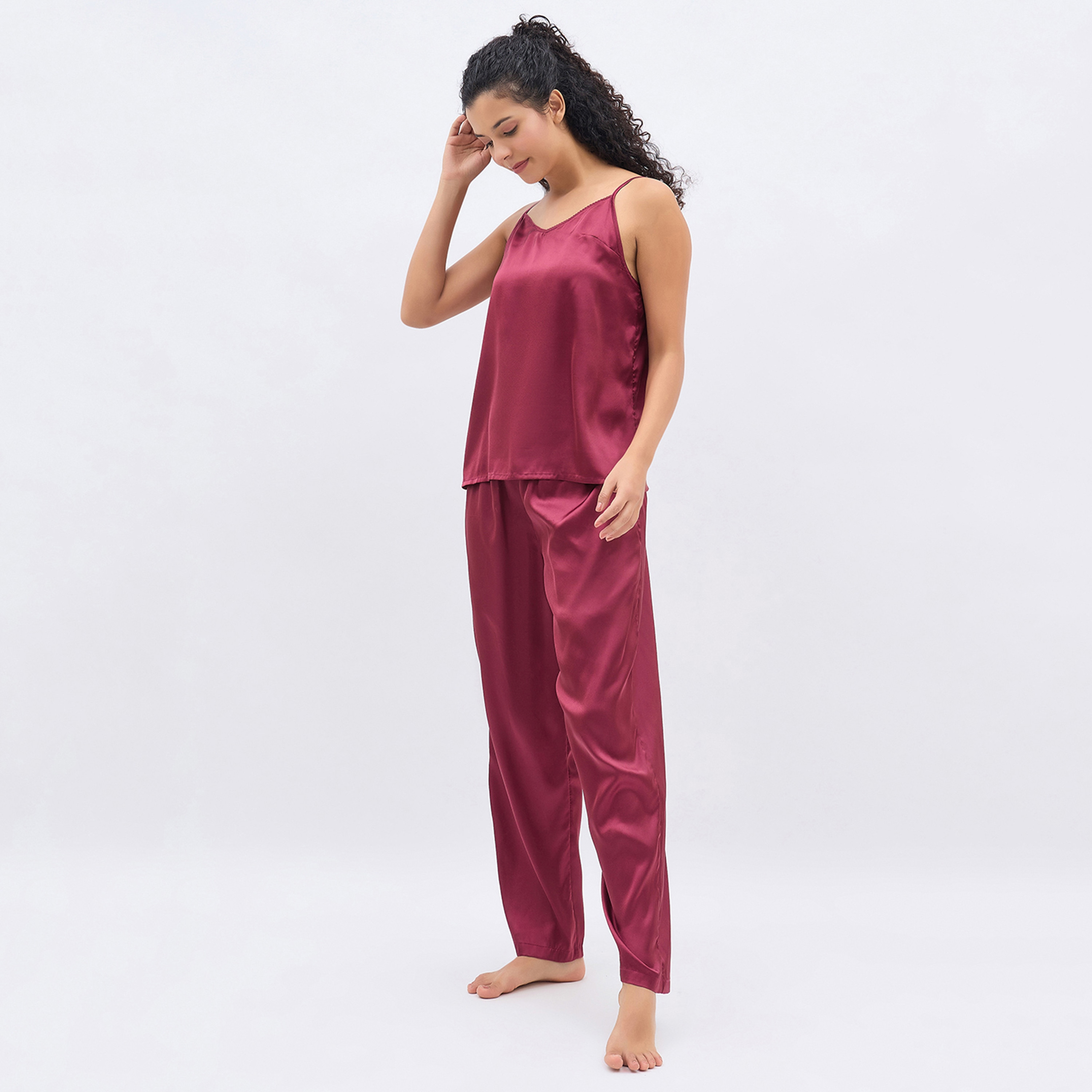 طقم نسائي 3 قطع (توب كامي، بنطلون بيجامة، وروب) من كلوفيا - ساتان-women-clothing-nightwear-pyjamas-longsets-image-8