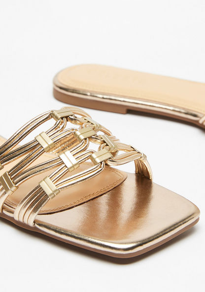 Celeste Women's Metallic Slip-On Sandals with Knot Detail