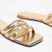 Celeste Women's Metallic Slip-On Sandals with Knot Detail-Women%27s Flat Sandals-thumbnail-2