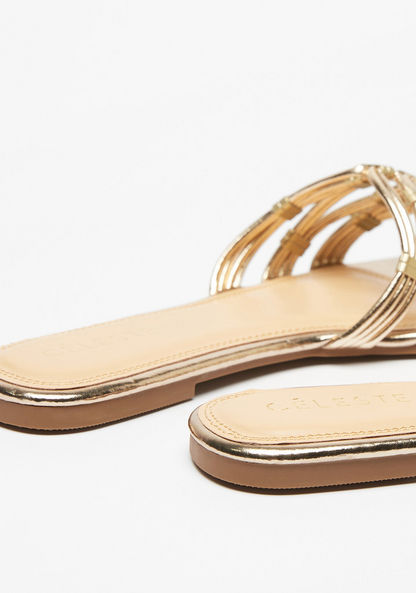 Celeste Women's Metallic Slip-On Sandals with Knot Detail