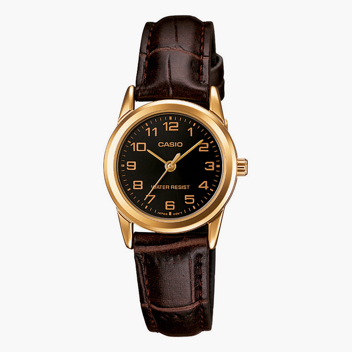 ساعة يد تناظرية بنية بحزام جلدي للنساء من كاسيو LTP-V001GL-1BUDF-women-watchesandjewellery-watches-image-1