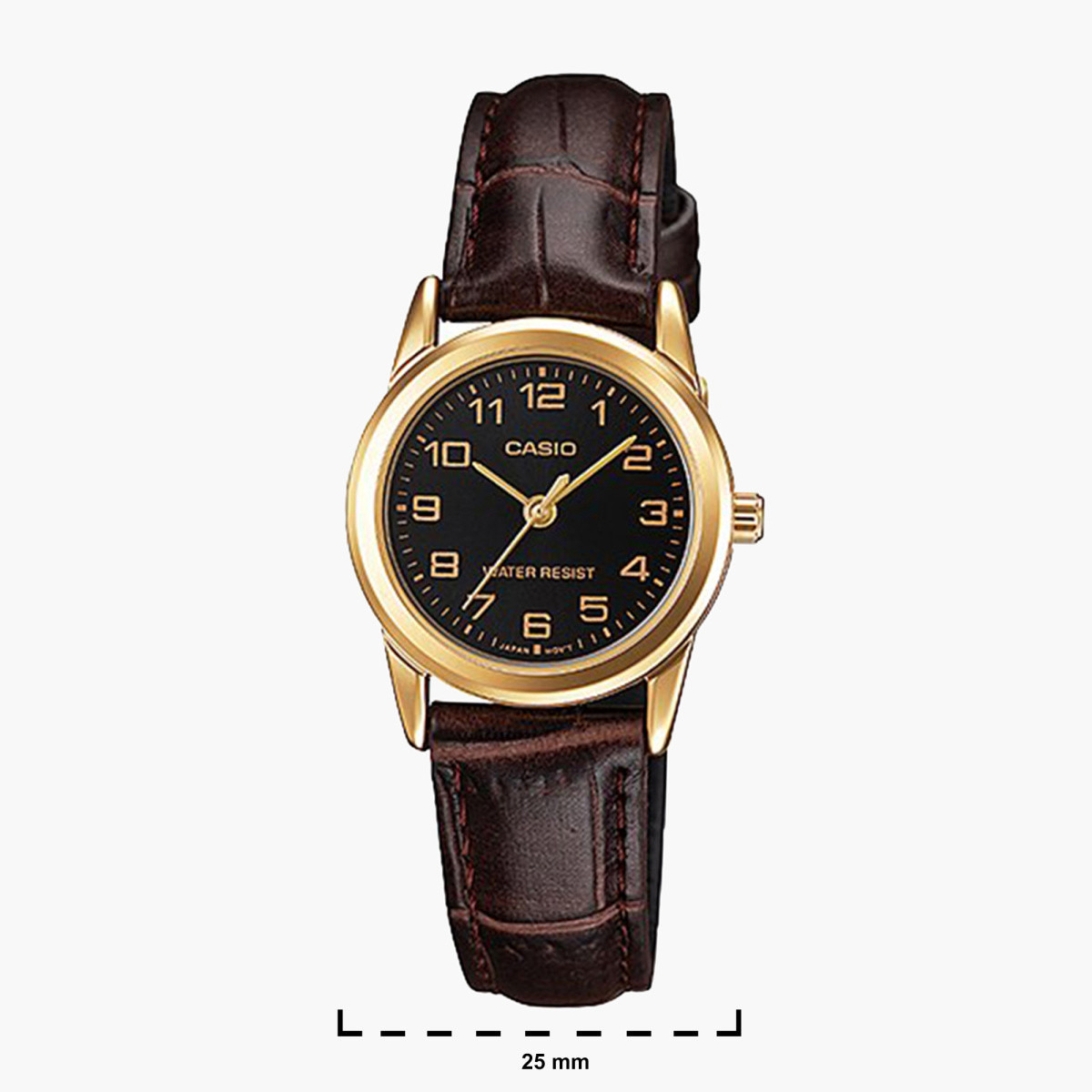ساعة يد تناظرية بنية بحزام جلدي للنساء من كاسيو LTP-V001GL-1BUDF-women-watchesandjewellery-watches-image-2