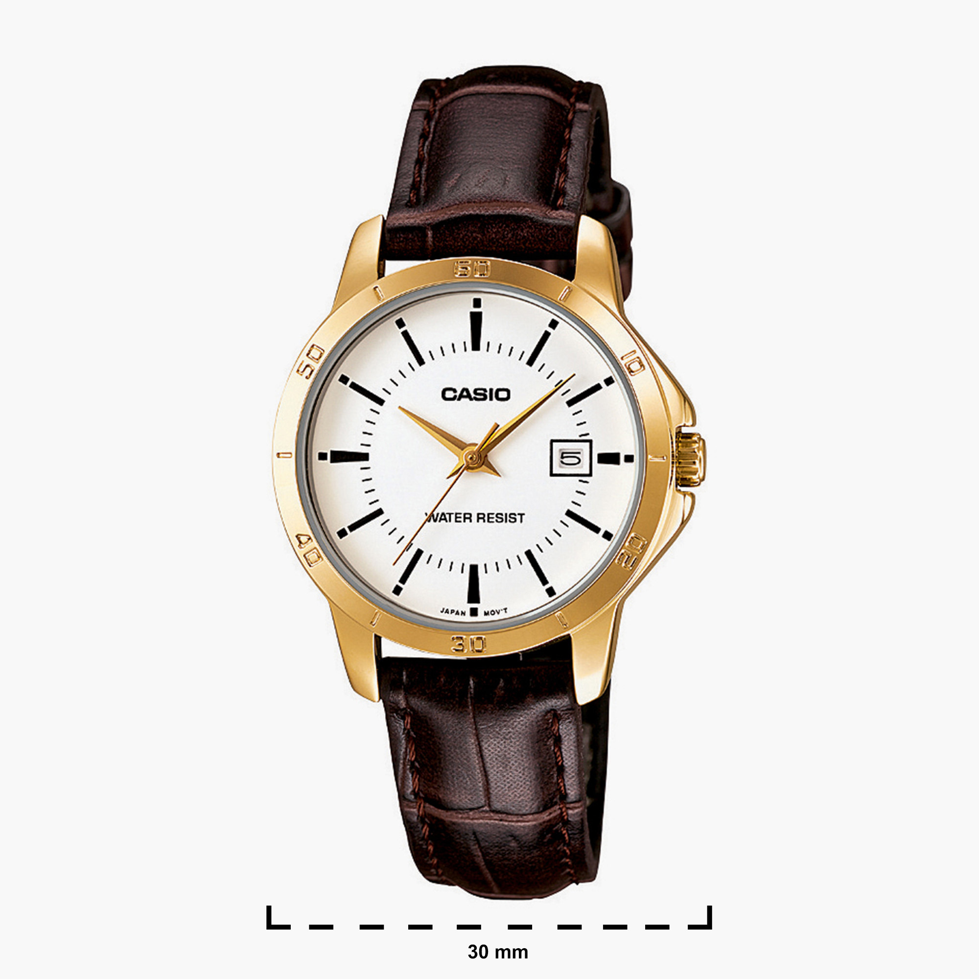 Casio Women's Brown Analog Leather Strap Watch LTP-V004GL-7AUDF | 30 MM-women-watchesandjewellery-watches-image-2