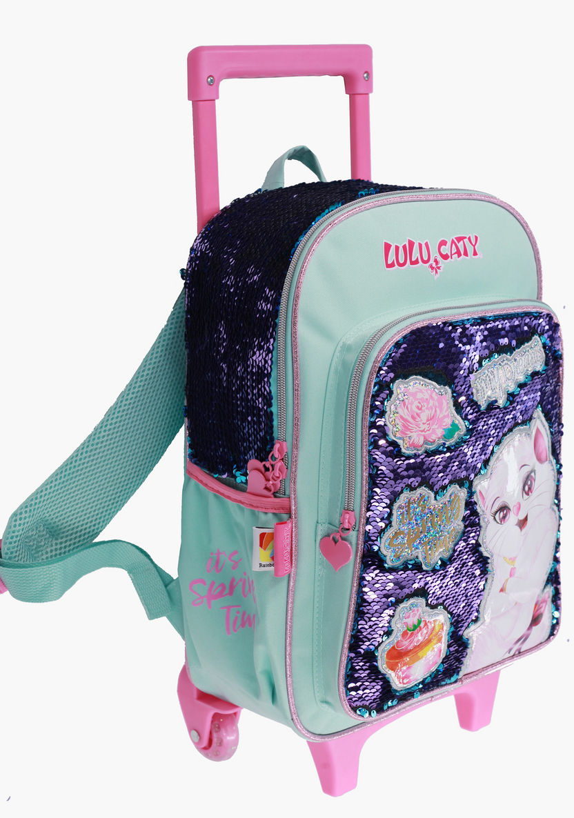 Rainbow Max Sequin Detail Trolley Backpack with Adjustable Straps - 16 inches-Trolleys-image-4