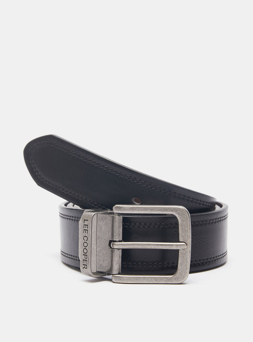 حزام سادة بإبزيم بدبوس إغلاق وتفاصيل مغرّزة من لي كوبر-men-beltsandwallets-belts-image-1