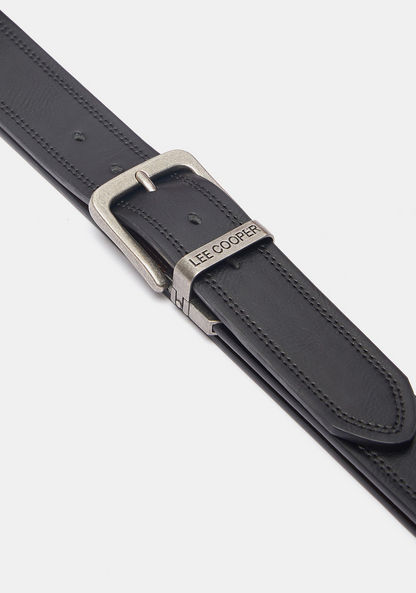 Lee Cooper Solid Belt with Pin Buckle Closure and Stitch Detailing-Men%27s Belts-image-1